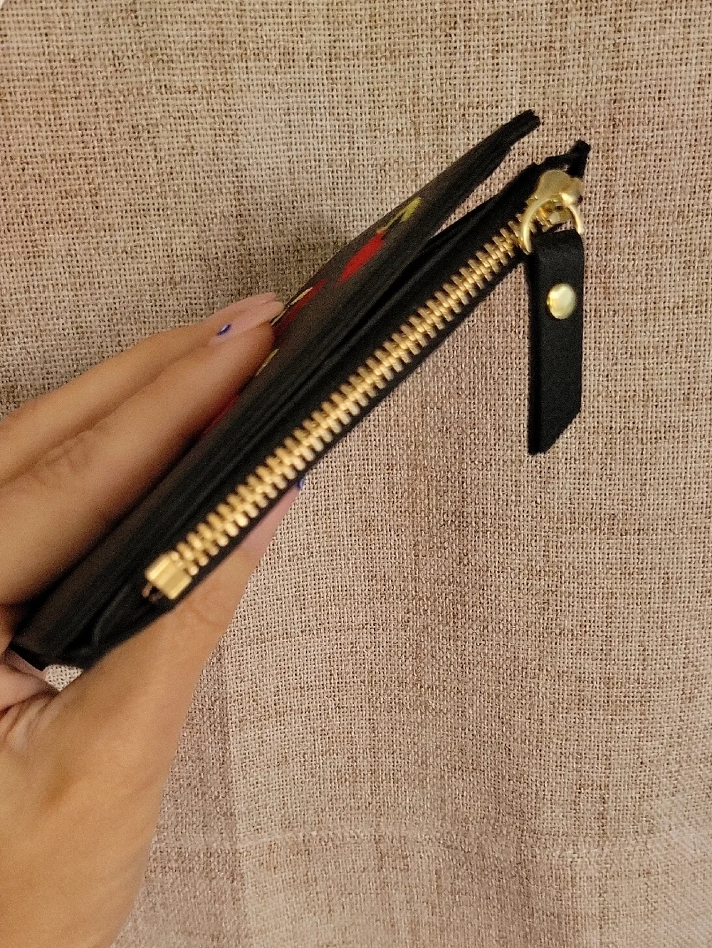 Black Cherry Embroidered Compact Wallet - Women Bags